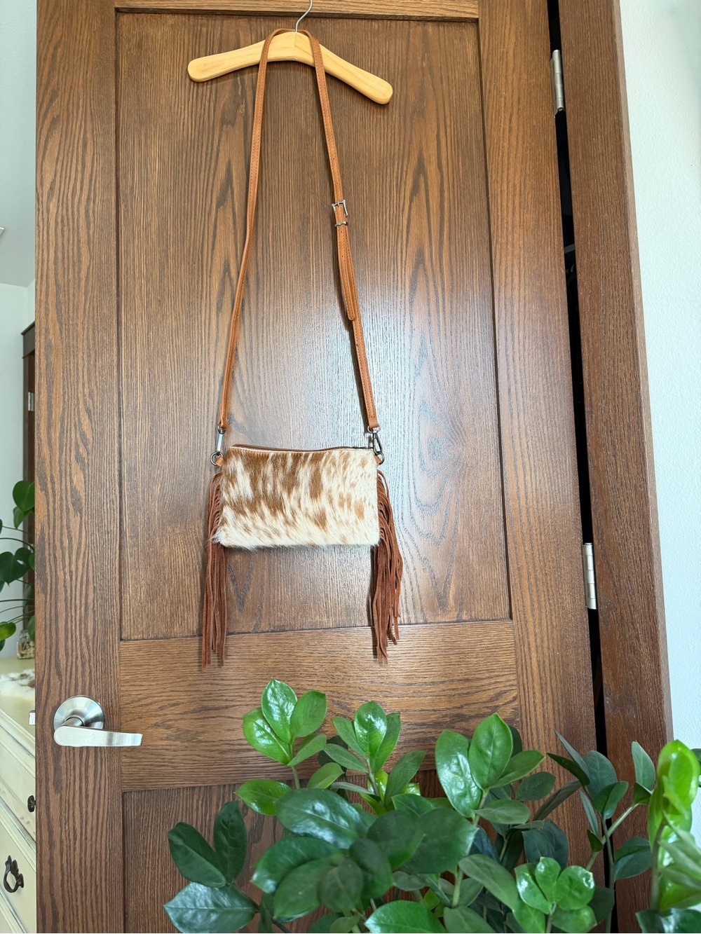 Montana West Cowhide Fringe Crossbody Bag